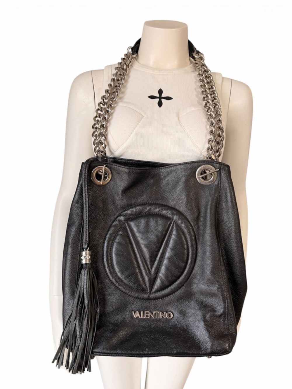 VALENTINO BY MARIO VALENTINO VERRA SIGNATURE LEATHER TOTE BAG